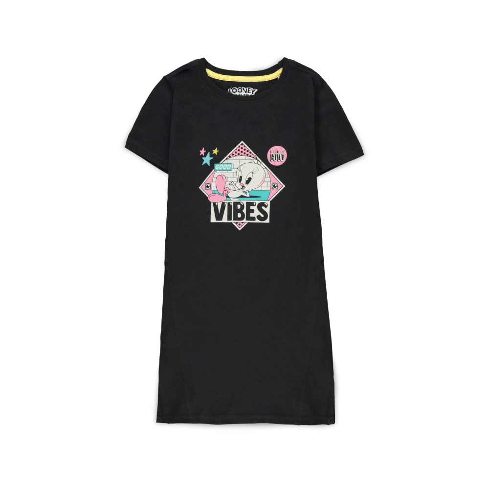 Looney Tunes - Tweety Good Vibes Kurzes Kinderkleid - Schwarz